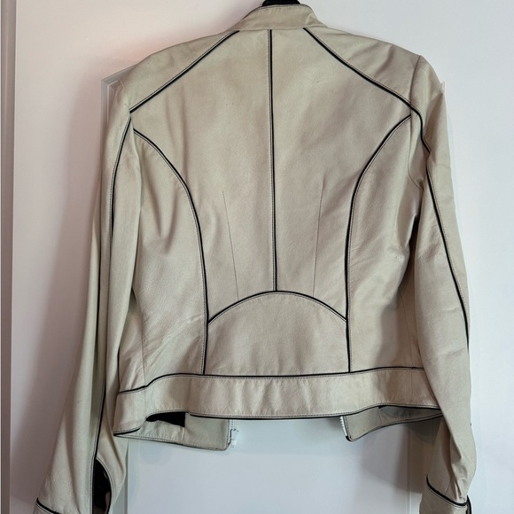 DANIER LEATHER cream leather jacket - Picture 5 of 7